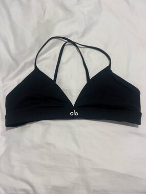 ALO Yoga Black Strappy Triangle Bralette